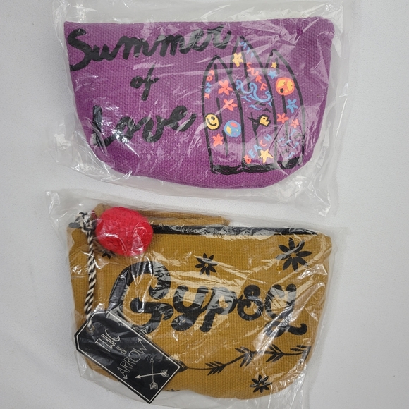 (2) Twig & Arrow Pom Pom Cosmetic Bags - Gypsy Summer Of Love - Picture 14 of 14